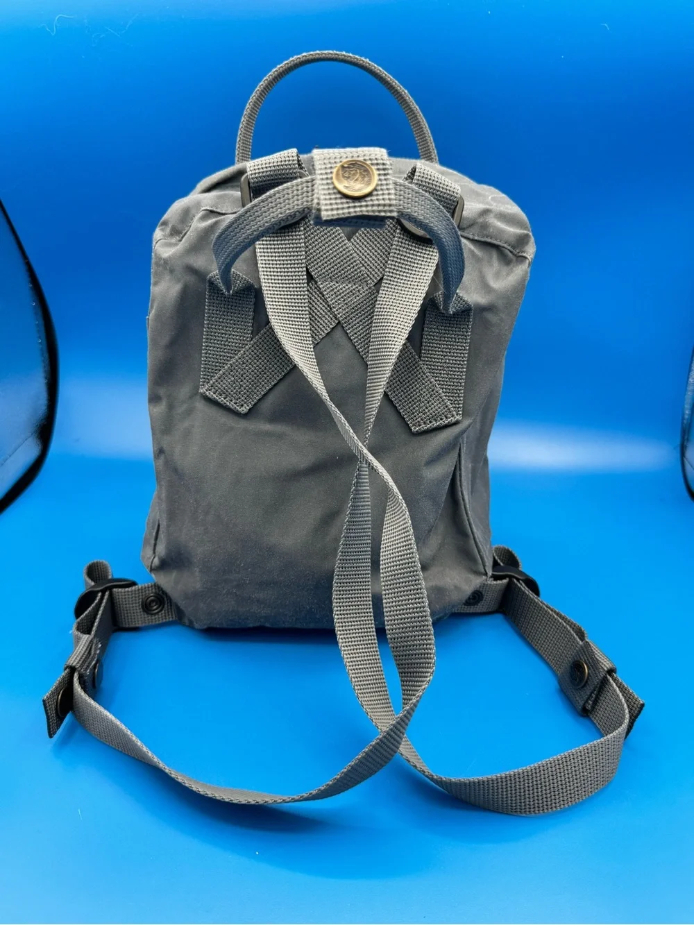 Fjallraven Kanken Mini Backpack - Grey with Red Logo